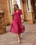 Vestido Midi Estampado Floral Escote Pico