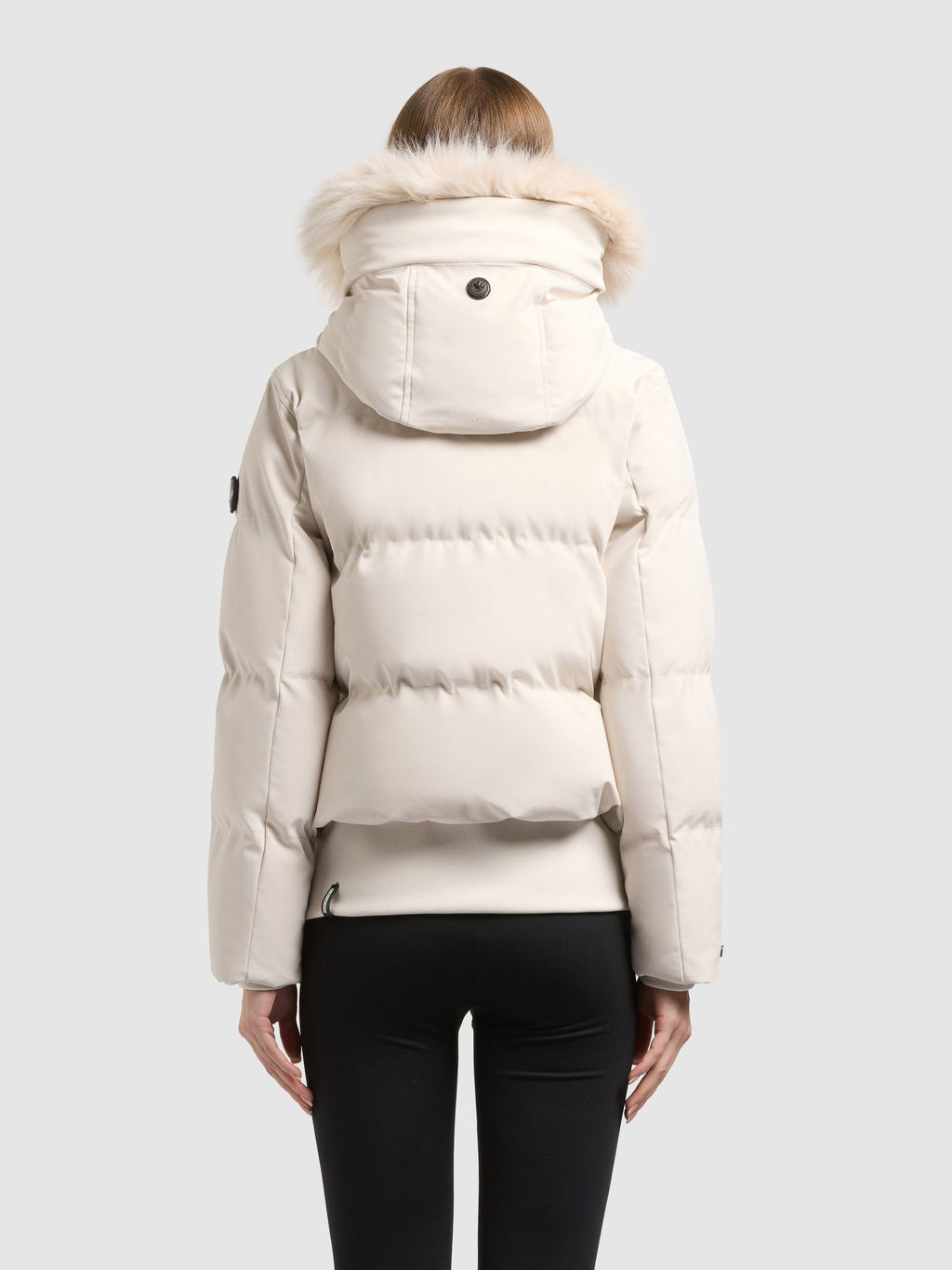 Chaqueta Acolchada Corta Mujer Capucha Desmontable con Pelo Sintético