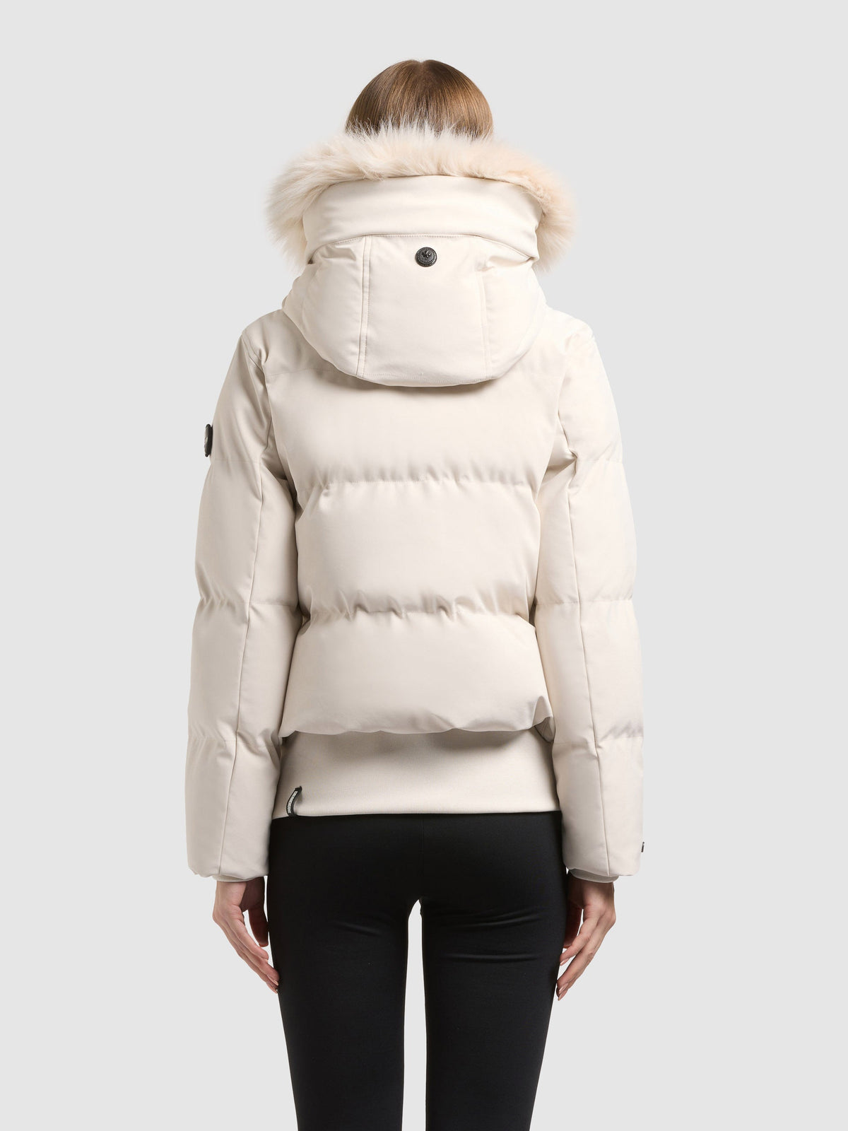 Chaqueta Acolchada Corta Mujer Capucha Desmontable con Pelo Sintético