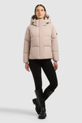 Chaqueta Acolchada Mujer Hombro Caído Capucha Desmontable