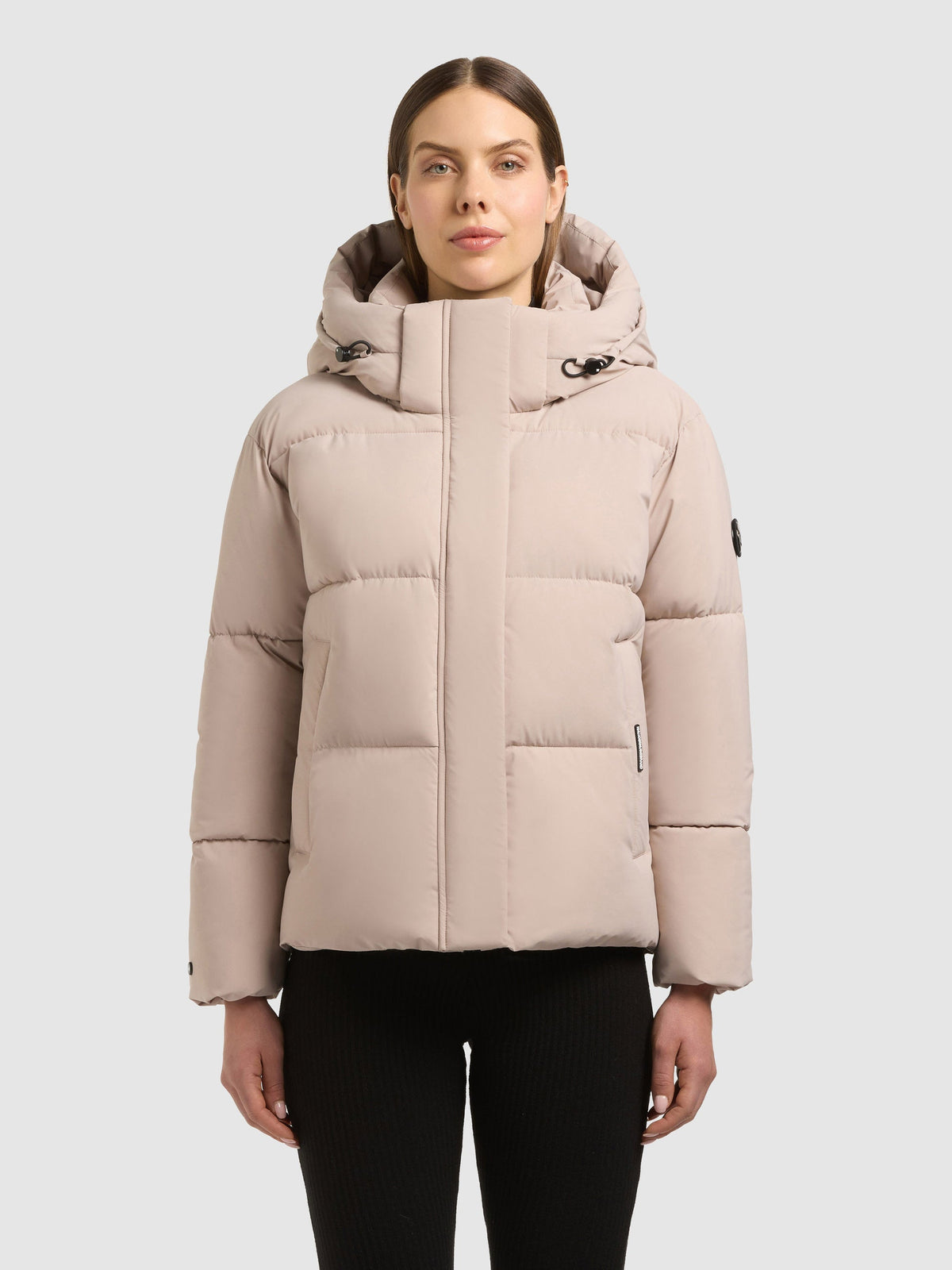 Chaqueta Acolchada Mujer Hombro Caído Capucha Desmontable