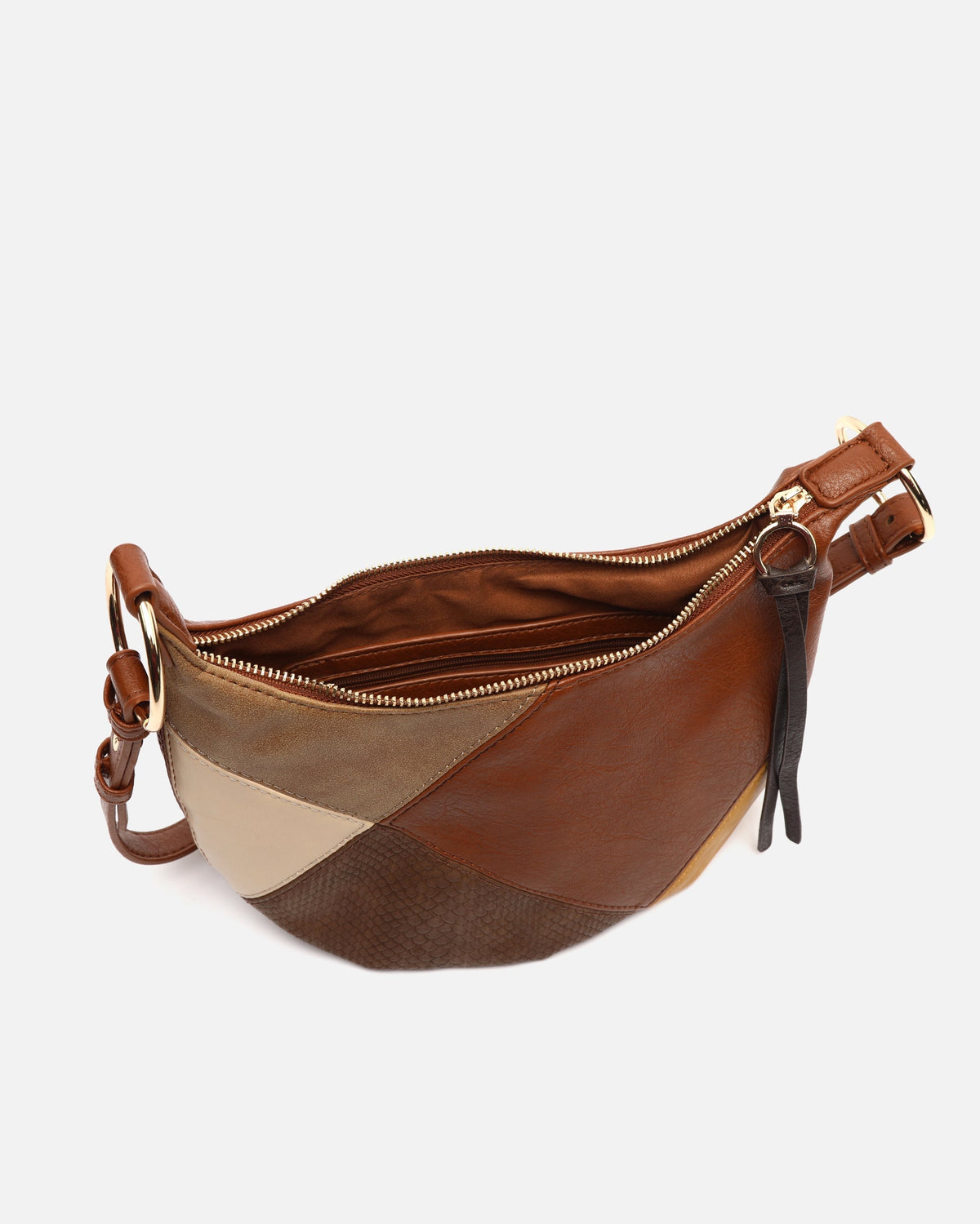 Bolso Bandolera Pequeño con Estampado Patchwork