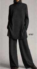 Conjunto Dos Piezas de Lana Suave Estilo Minimal en color negro