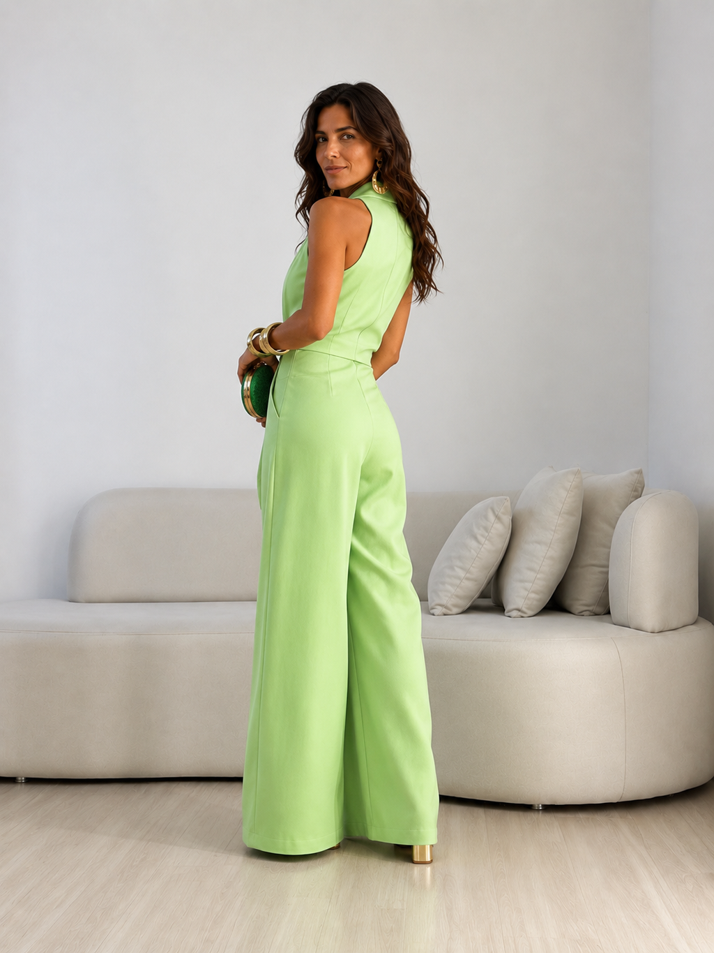 Mono Halter con Lazo Frontal Pierna Ancha Mujer