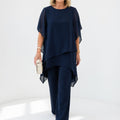 Conjunto Fluido Elegante Dos Piezas en color azul oscuro