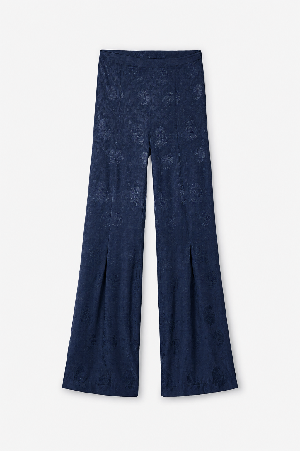 Pantalón Jacquard Retro Marino - en azul marino, prenda sobre fondo blanco, vista posterior