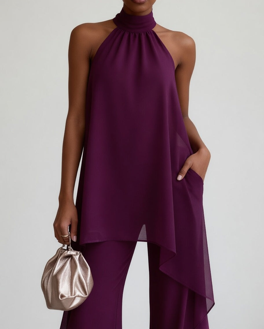 Conjunto Halter Fluido Sofisticado foto 3