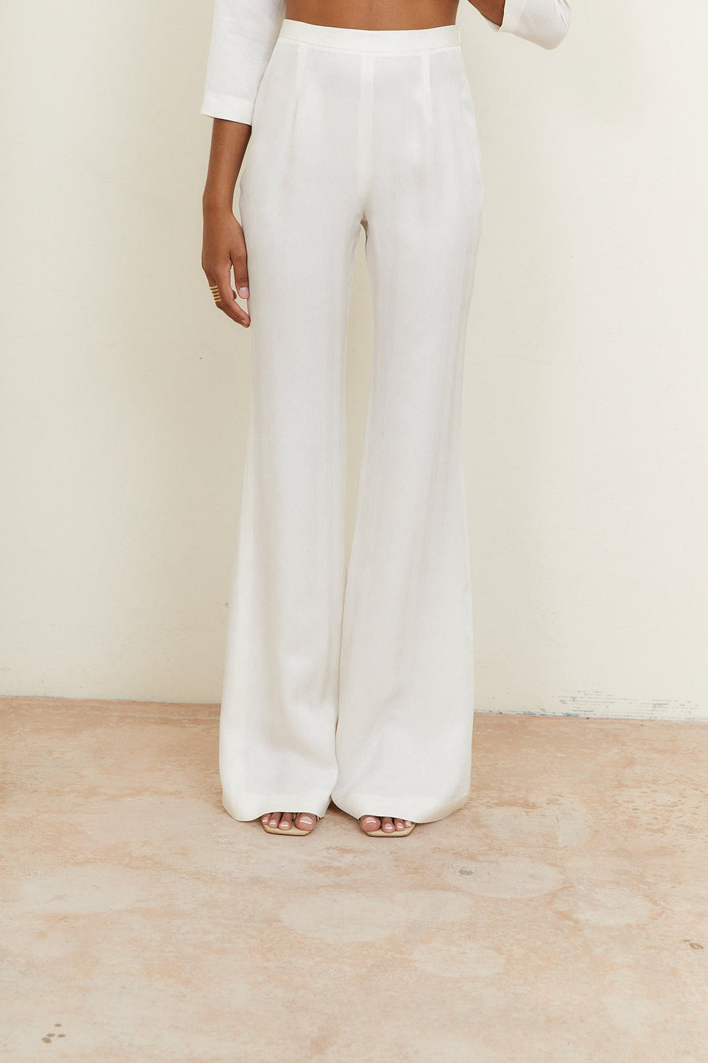 Pantalón Acampanado Jacquard Zigzag Crudo