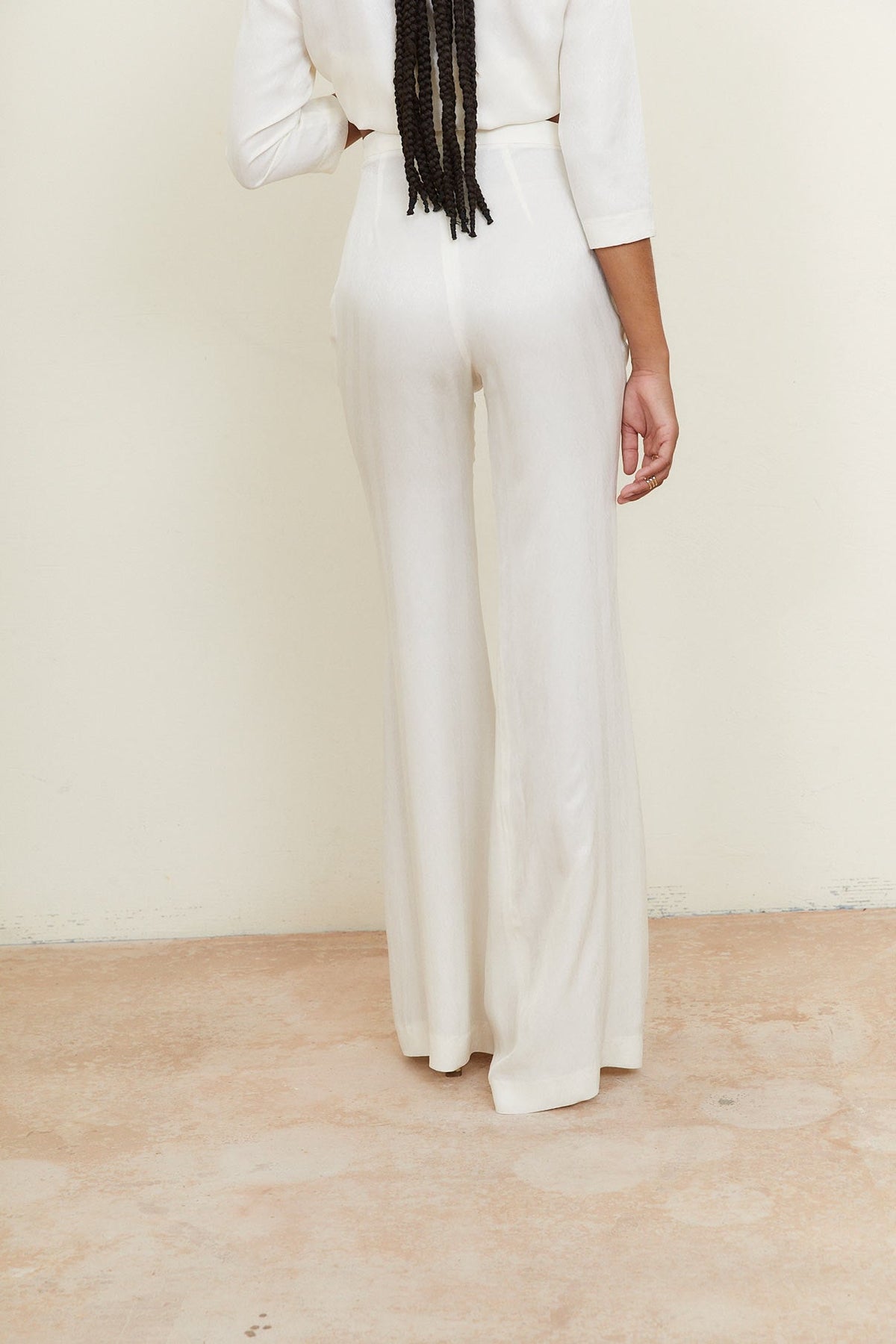 Pantalón Acampanado Jacquard Zigzag Crudo