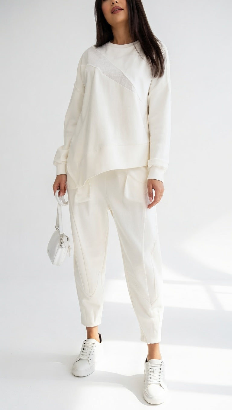 Conjunto Fluido Casual Elegante en color blanco