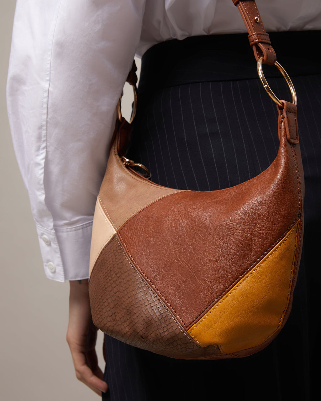 Bolso Bandolera Pequeño con Estampado Patchwork