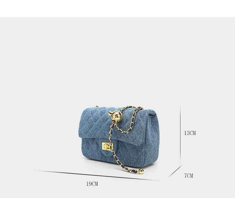 Bolso Vaquero con Cadena de Bolas Doradas Mujer