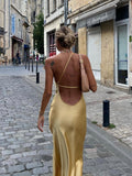 Vestido Largo Lencero Mujer Tirante Fino Espalda Abierta