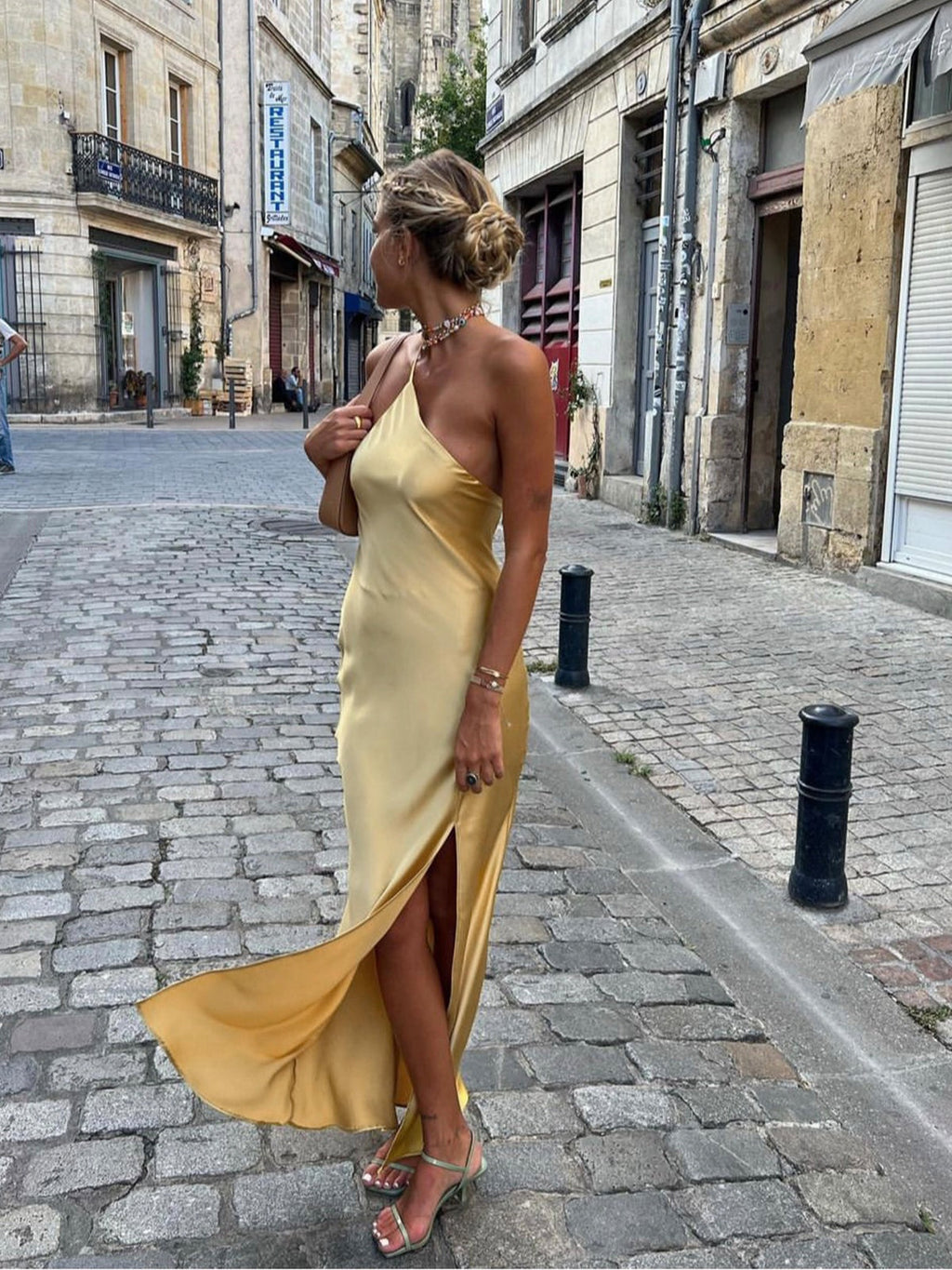 Vestido Largo Lencero Mujer Tirante Fino Espalda Abierta