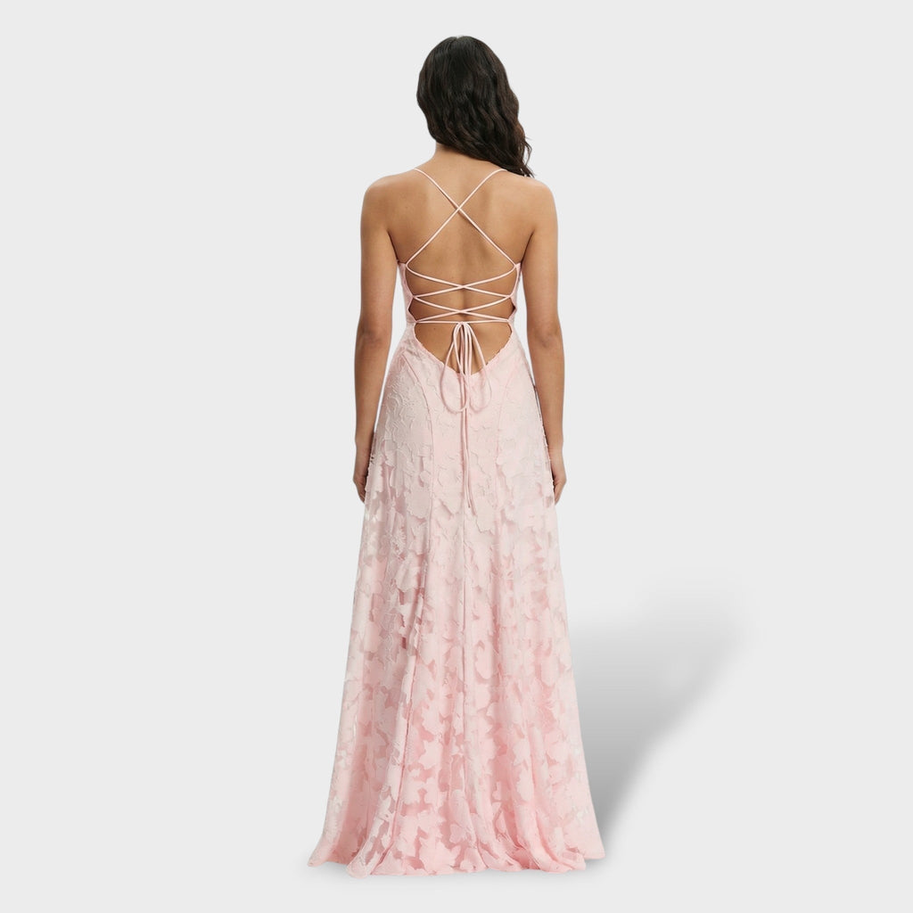 Vestido Largo de Fiesta con Espalda Descubierta Mujer Encaje
