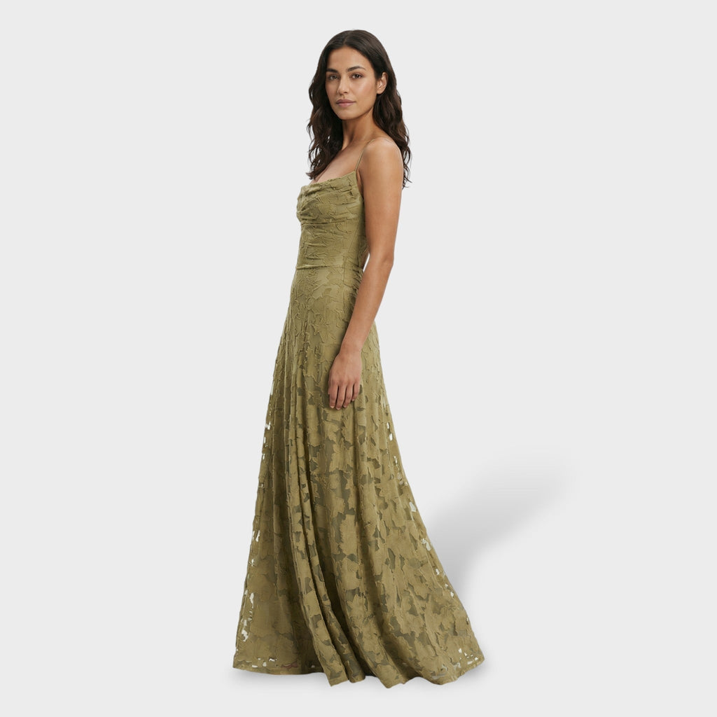 Vestido Largo de Fiesta con Espalda Descubierta Mujer Encaje