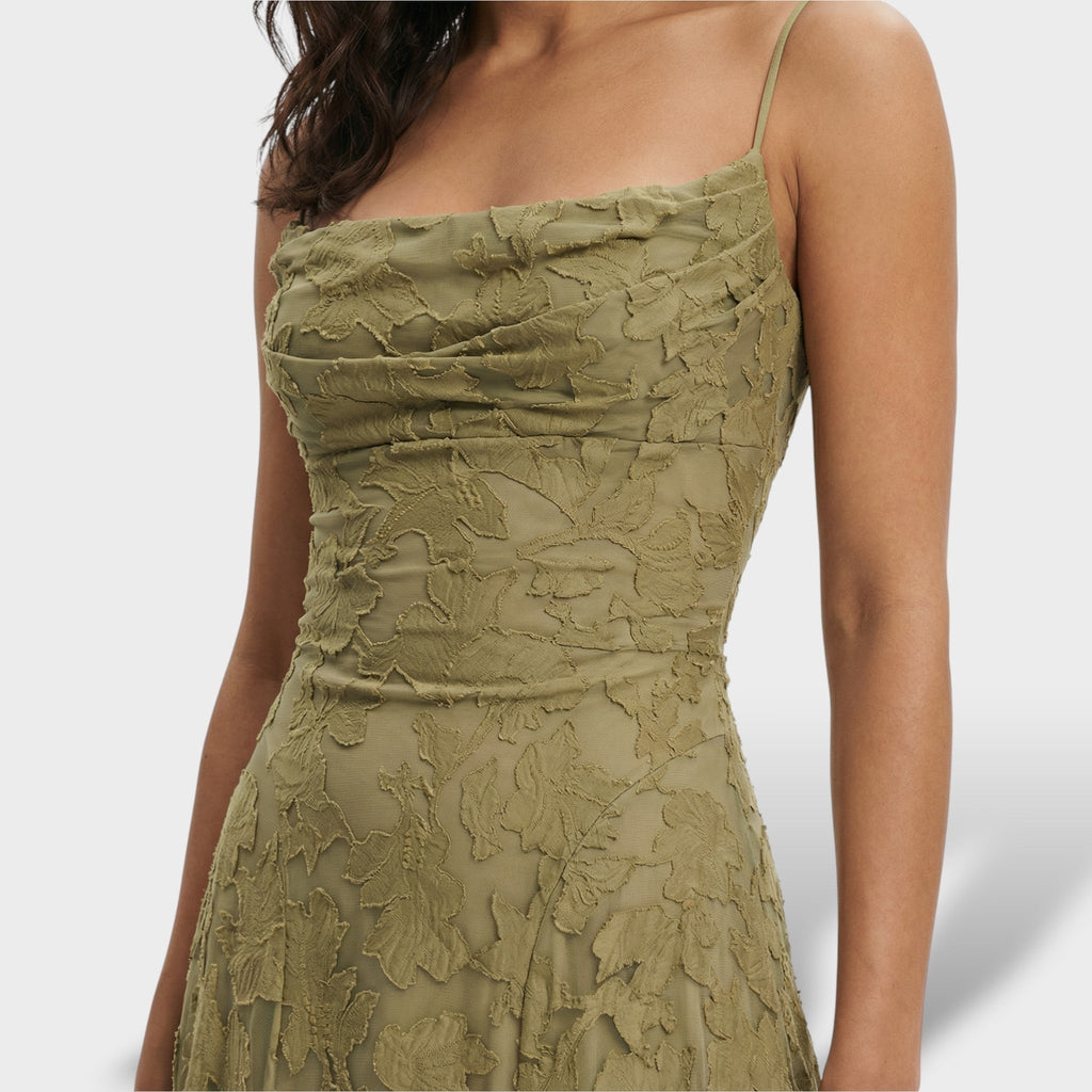 Vestido Largo de Fiesta con Espalda Descubierta Mujer Encaje
