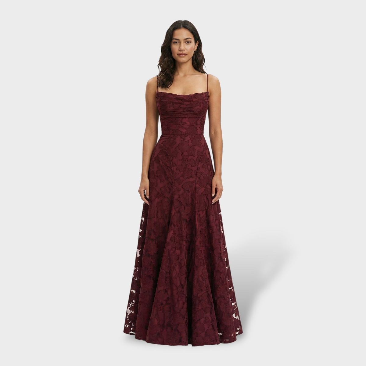 Women's Open-Back Lace Long Evening Dress