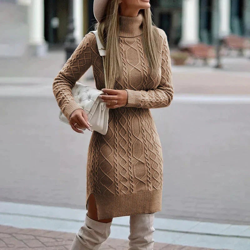 Women's Turtleneck Long Sleeve Knit Winter Dress