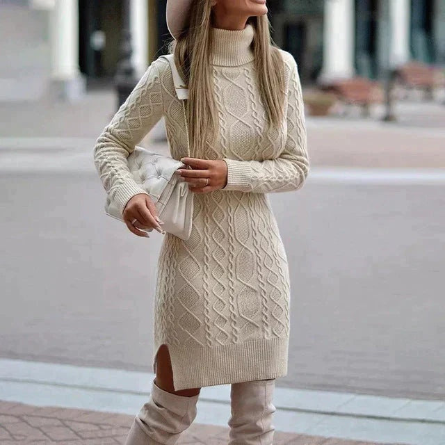 Women's Turtleneck Long Sleeve Knit Winter Dress