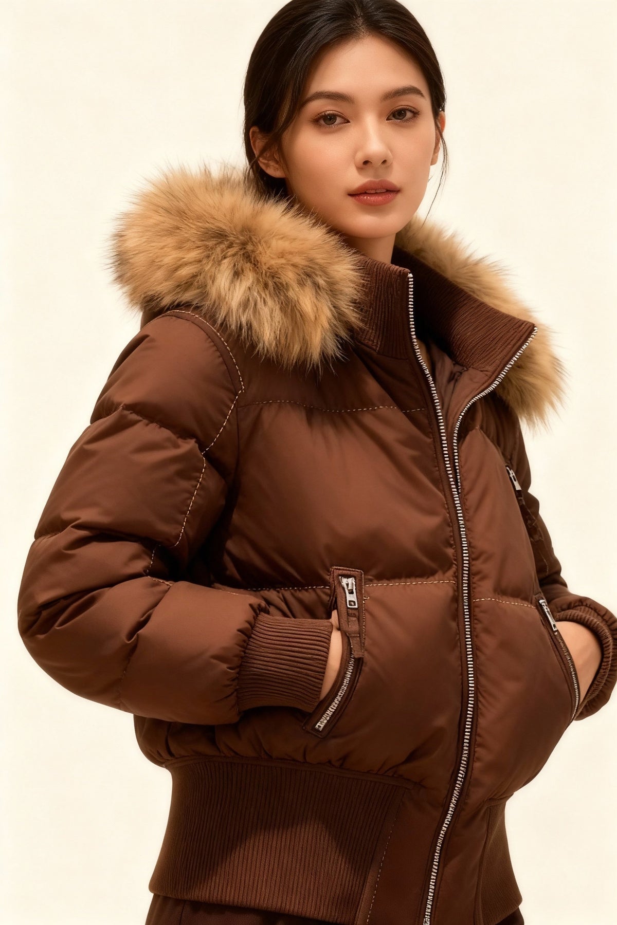 Chaqueta Plumífera Mujer Capucha Desmontable
