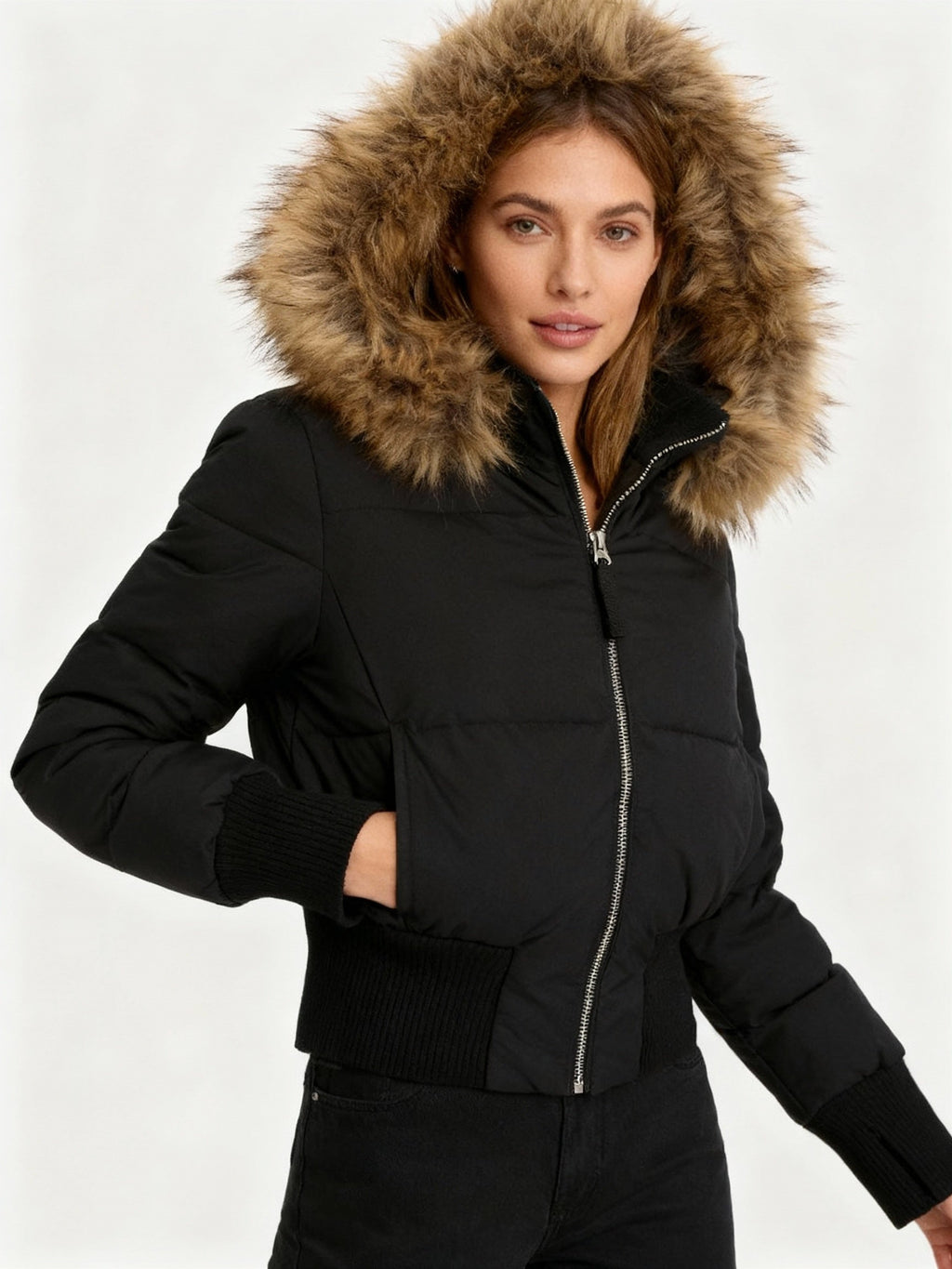 Chaqueta Plumífera Mujer Capucha Desmontable