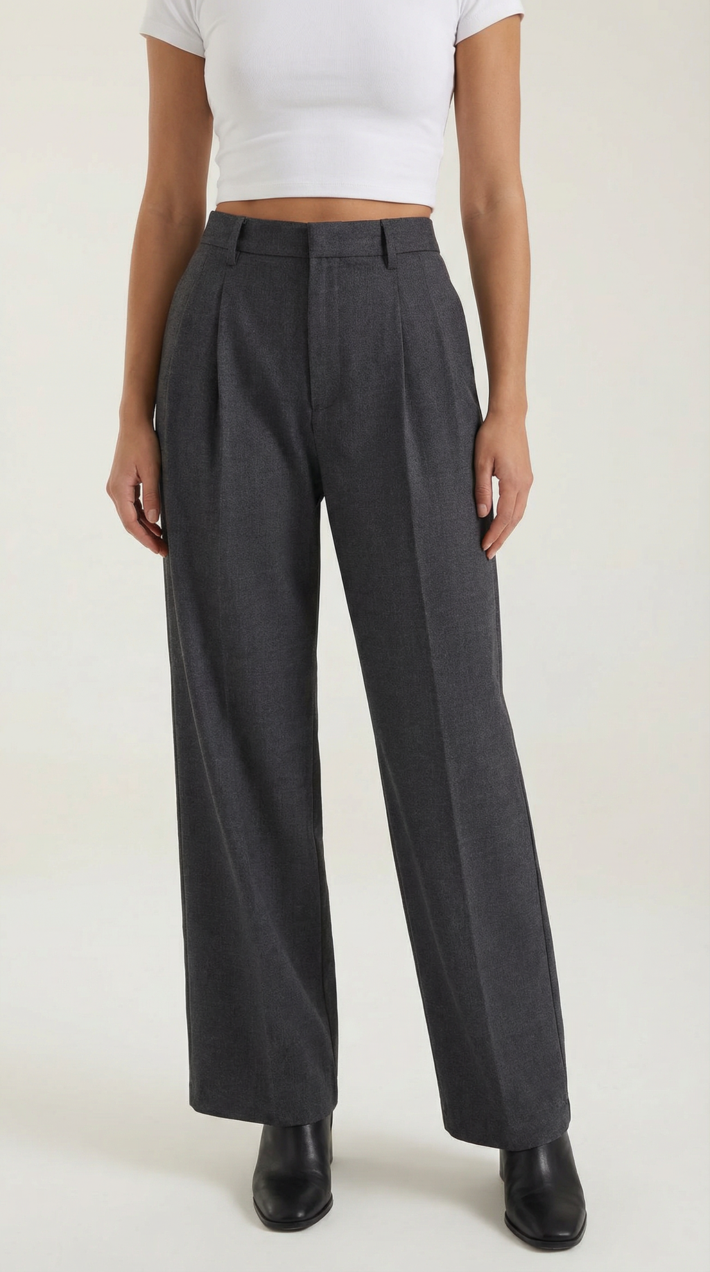 Pantalón Recto Plisado Mujer