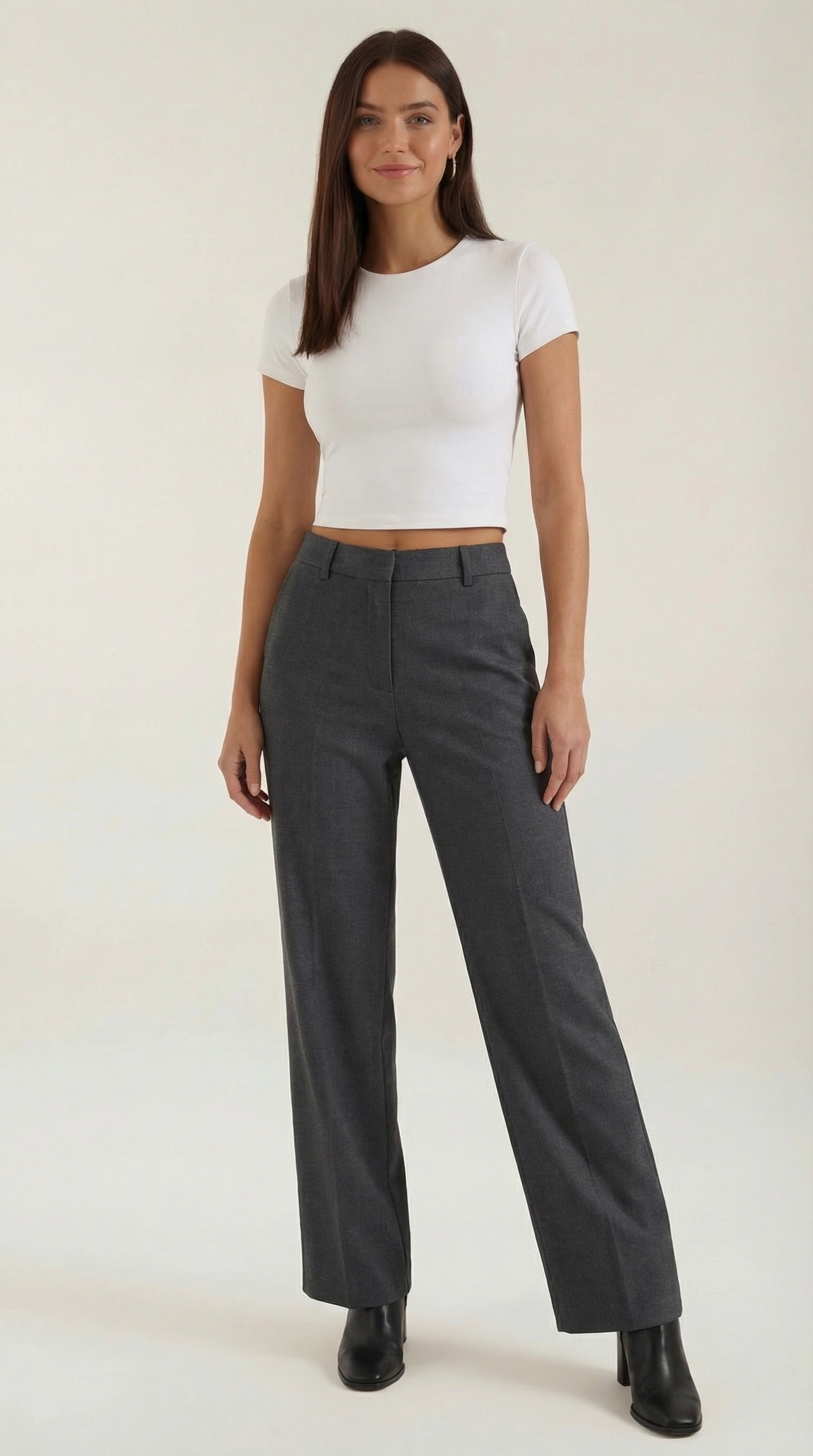 Pantalón Recto Plisado Mujer