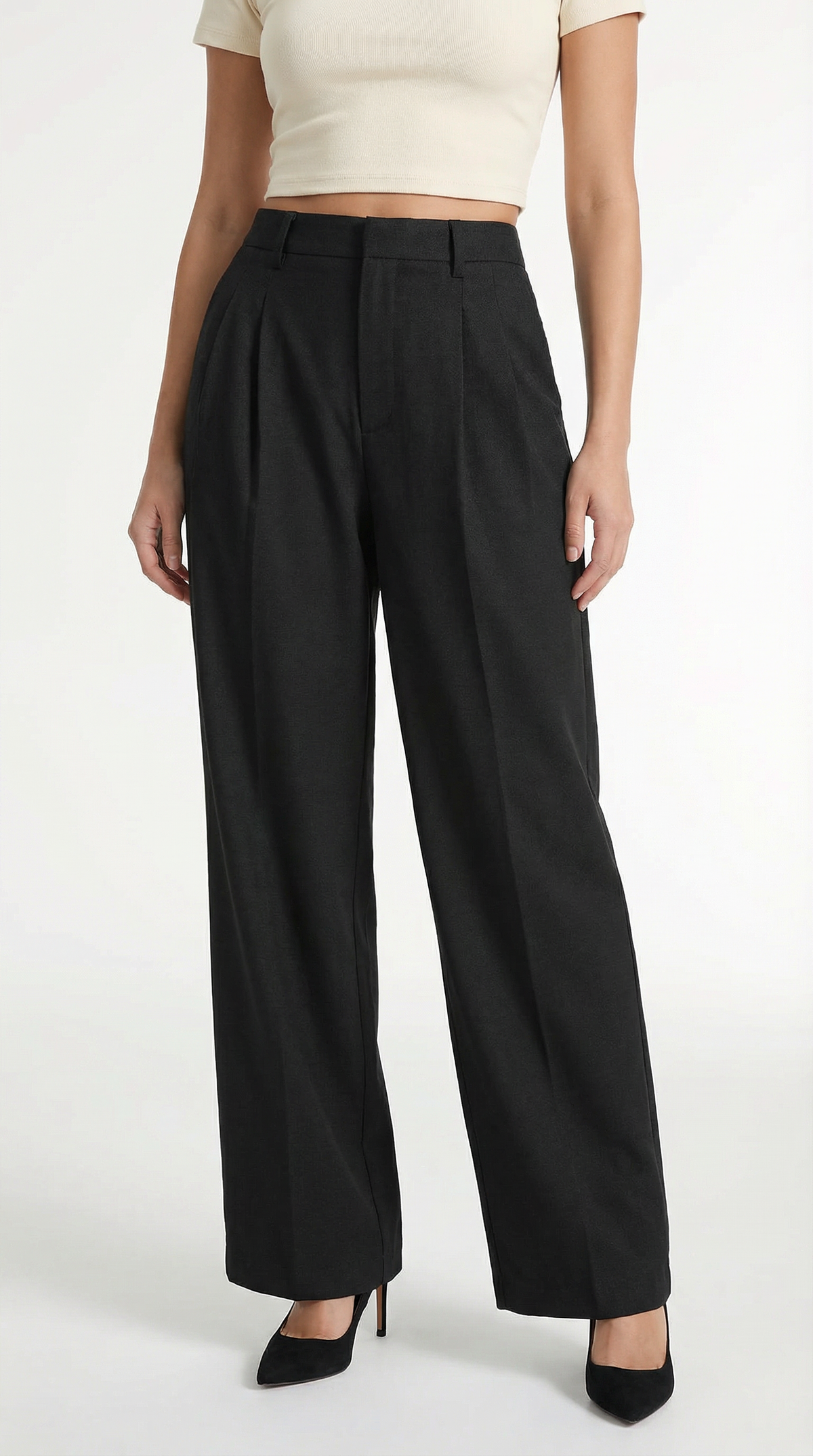 Pantalón Recto Plisado Mujer