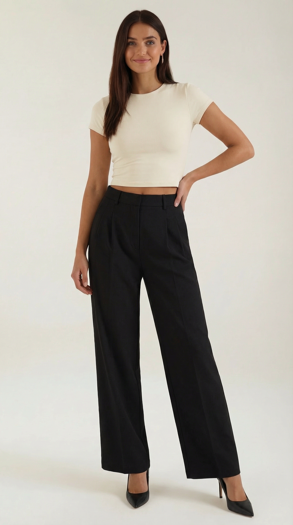 Pantalón Recto Plisado Mujer