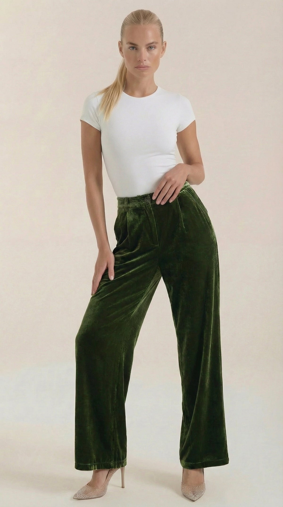 Pantalón Ancho de Terciopelo Mujer