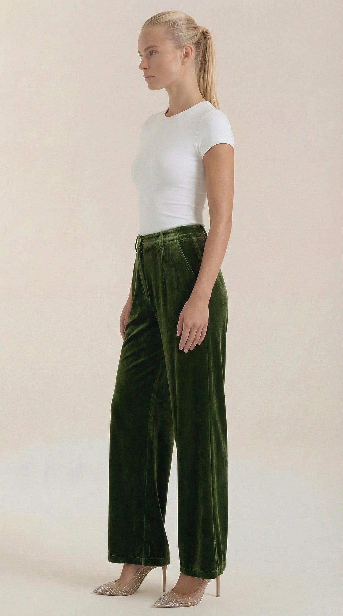 Pantalón Ancho de Terciopelo Mujer